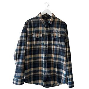 Burnside Embroidery “Founders Brewing Co” Plaid Long Sleeves Flannel Shirt SZ L